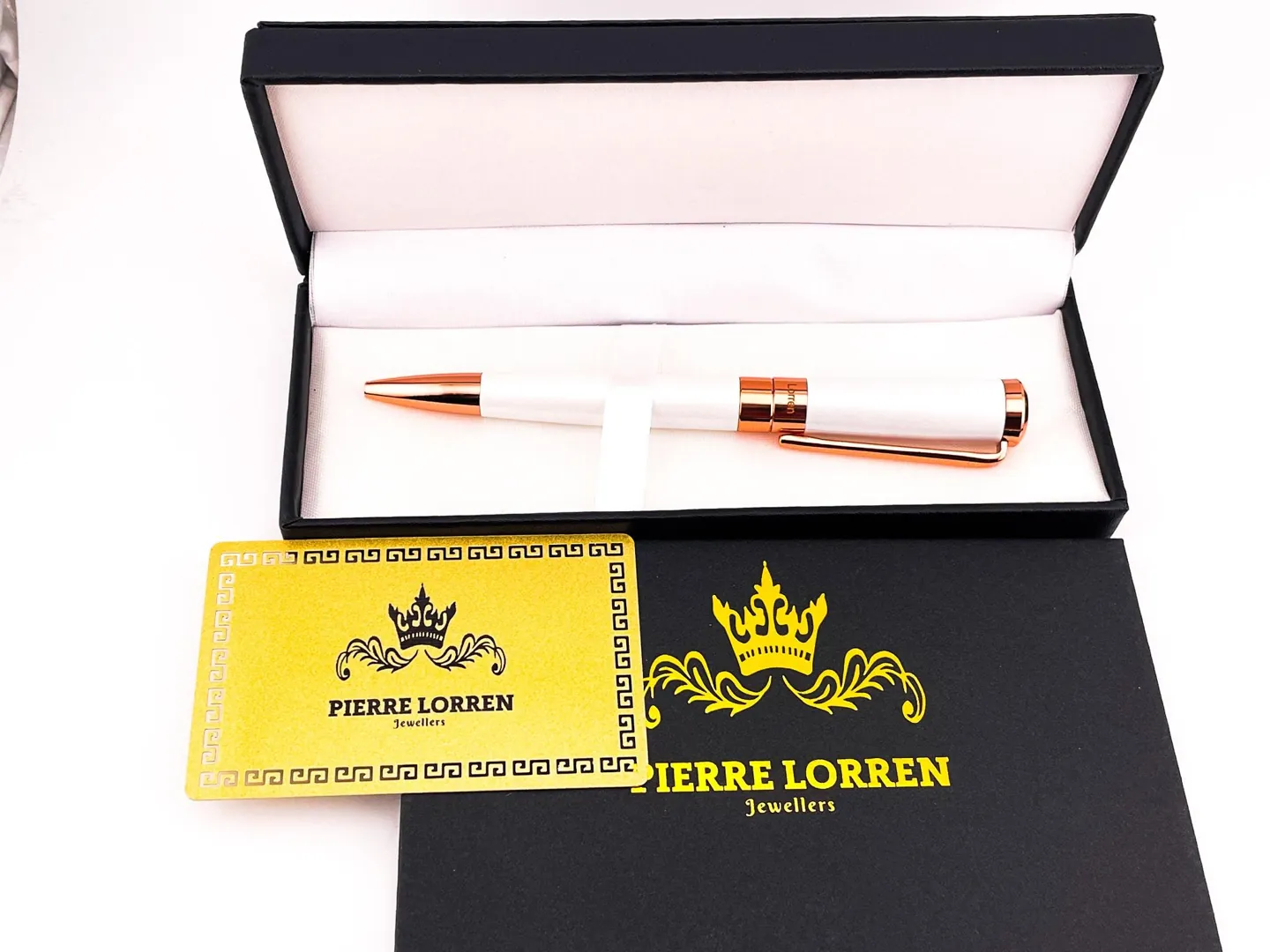 Pierre Lorren Professional Pen Fancy Ballpoint Pen Luxury Pen Handmade Writing Pen White Silver 18k Rose Gold Graduation Pen Success Victory
