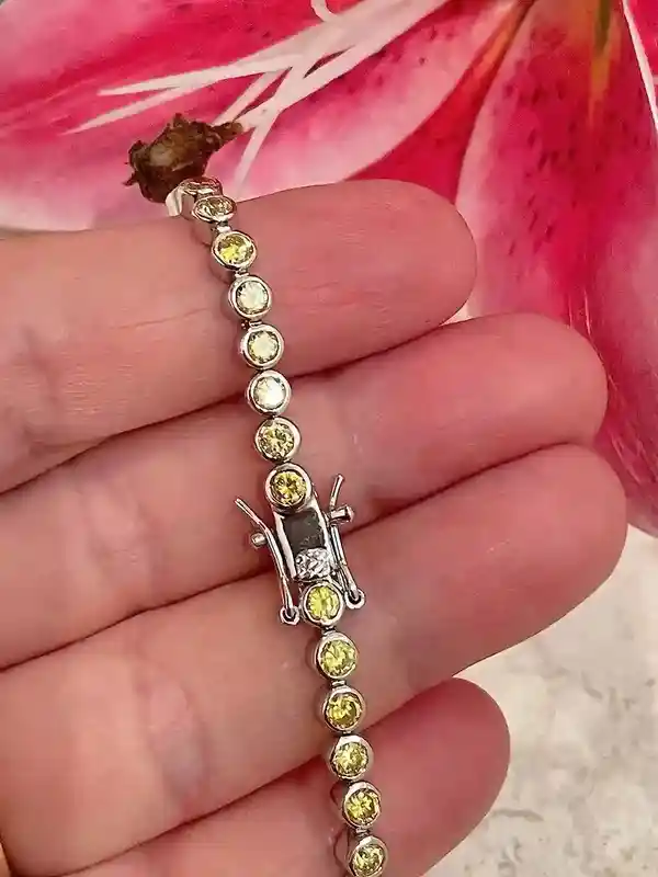 Citrine Bracelet. Citrine Jewelry, Tennis Bracelet, 925 Silver Bracelet, Citrine Tennis Birthstone Bracelet, Birthday Gifts for her HANDMADE 