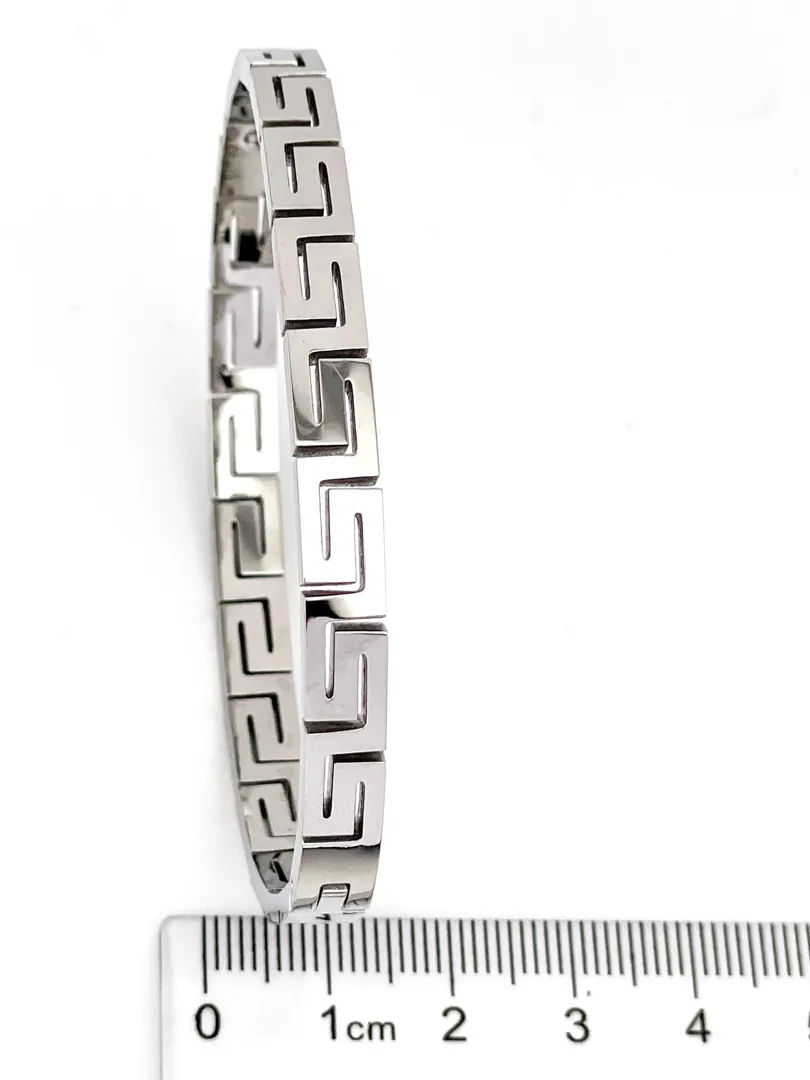 8mm Bracelet Greek Jewelry 18k White Gold Bracelet Infinity Bangle Bracelet Ancient Greek Key Jewelry Meander Bracelet Anniversary Gift