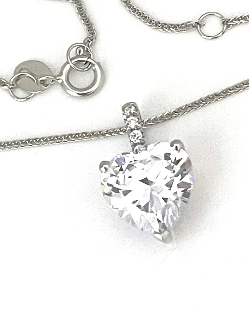 1.75 ctw Solitaire Diamond Heart Pendant Diamond Necklace 18k Solid Gold Necklace Gold Heart Pendant White Gold Anniversary Gift for Wife