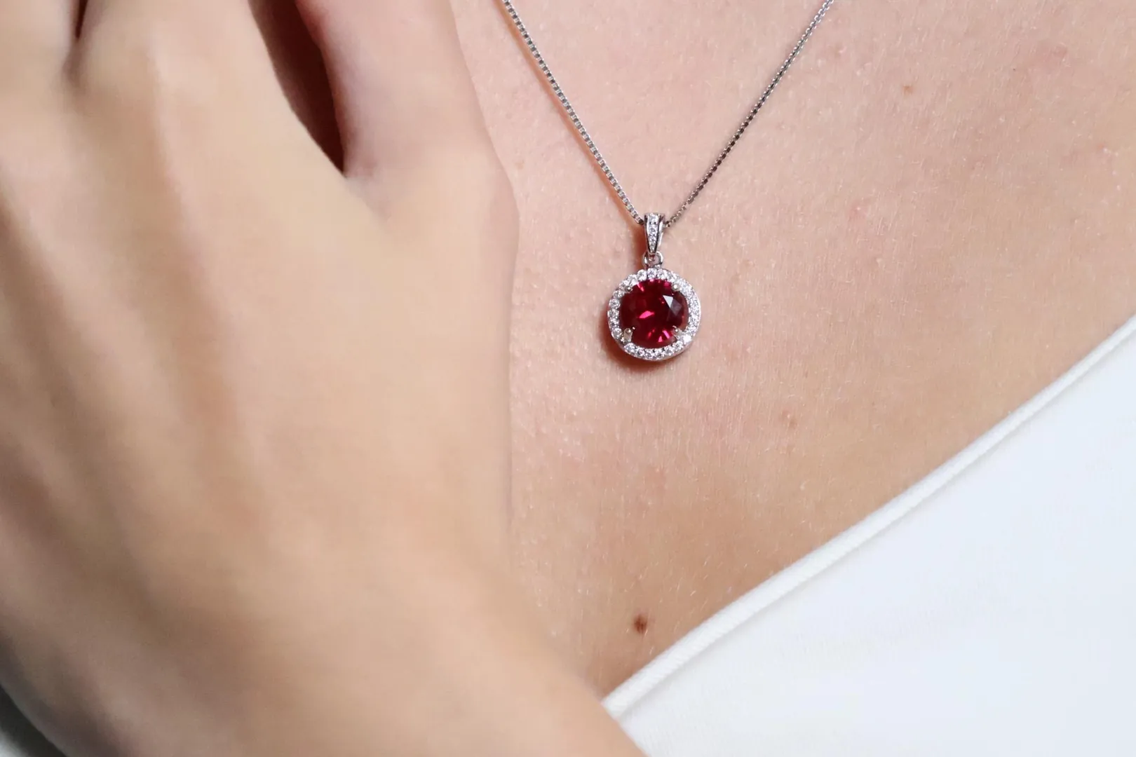 Certified 2ct NATURAL Ruby Necklace NATURAL Ruby Pendant Ruby Jewelry Real Silver 18k White Gold Ruby Diamond Necklace Ruby Diamond Pendant