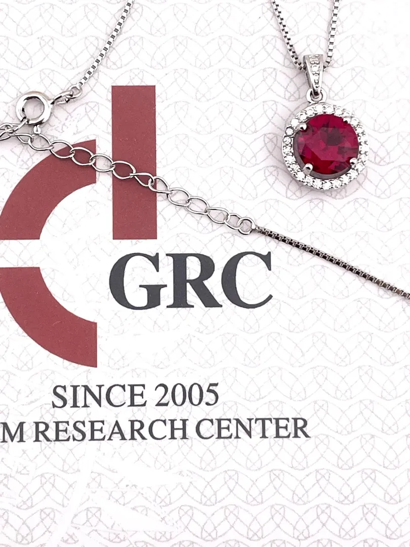 Certified 2ct NATURAL Ruby Necklace NATURAL Ruby Pendant Ruby Jewelry Real Silver 18k White Gold Ruby Diamond Necklace Ruby Diamond Pendant
