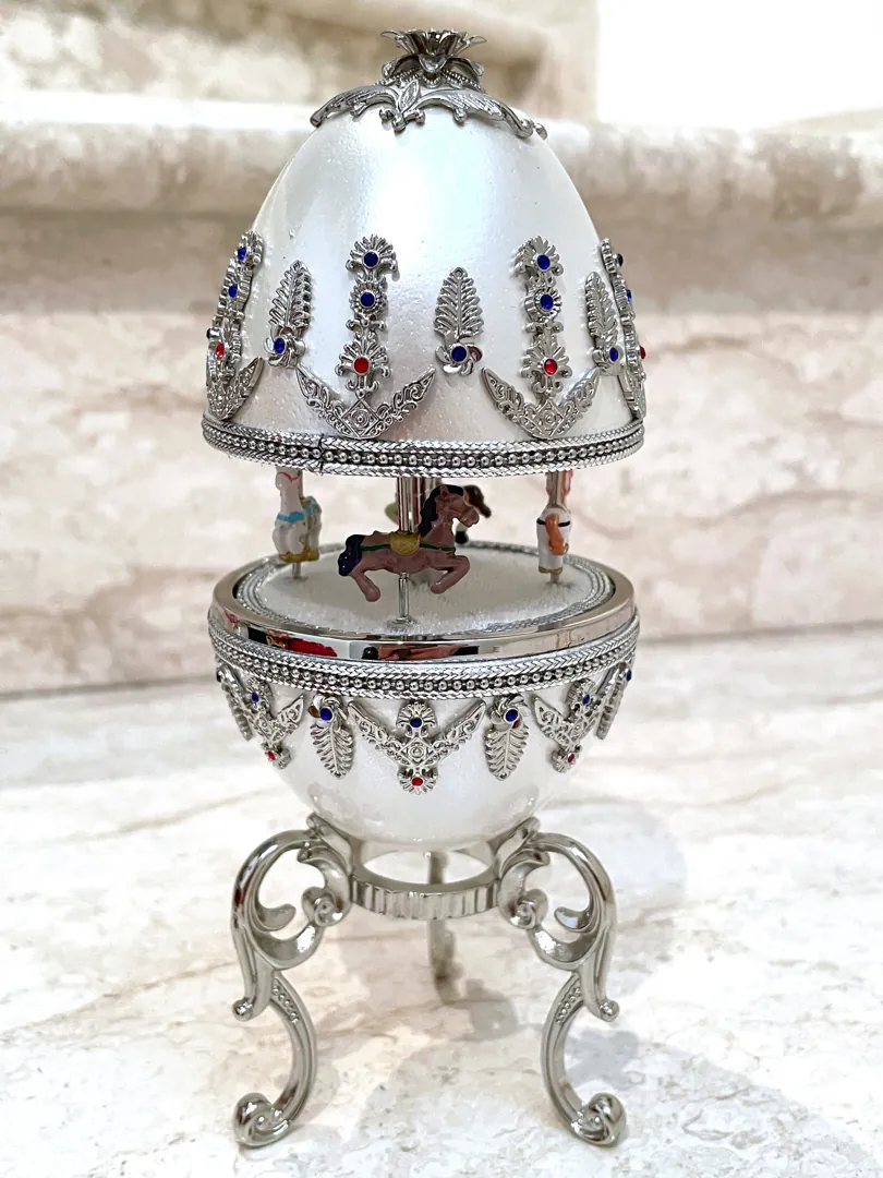 Pierre Lorren Faberge Egg Carousel Horse Lover gift for Daughter Fabergé egg Musical Carousel Unique Ornaments 21st Birthday 21 Anniversary
