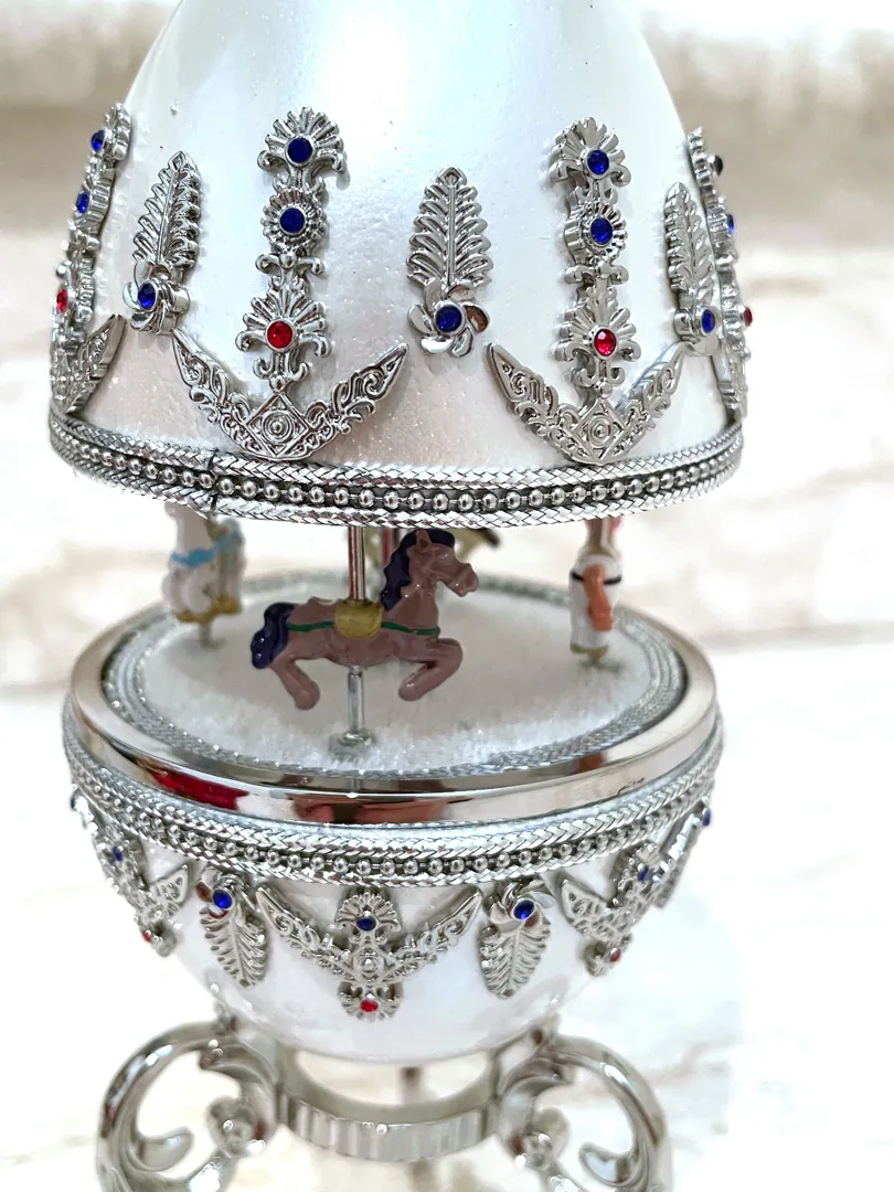 Pierre Lorren Faberge Egg Carousel Horse Lover gift for Daughter Fabergé egg Musical Carousel Unique Ornaments 21st Birthday 21 Anniversary