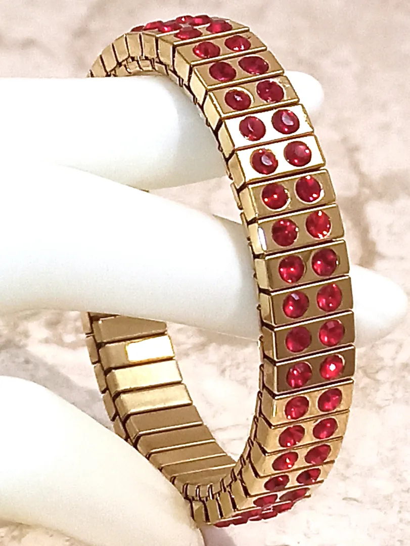 Ruby GOLD Bracelet, July Birthstone Bracelet, Minimalist Jewelry, HANDMADE, Swarovski, Bracelet, 40th Birthday gift for her, Christmas, 2ct.