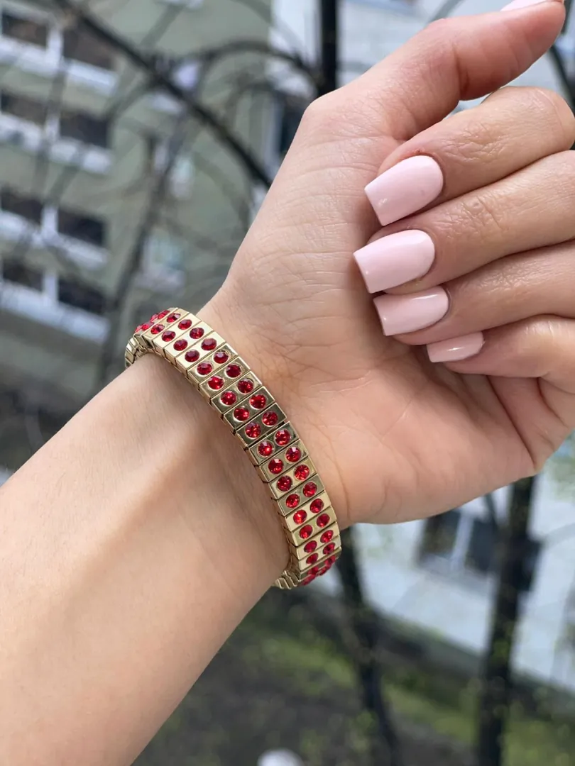 Ruby GOLD Bracelet, July Birthstone Bracelet, Minimalist Jewelry, HANDMADE, Swarovski, Bracelet, 40th Birthday gift for her, Christmas, 2ct.