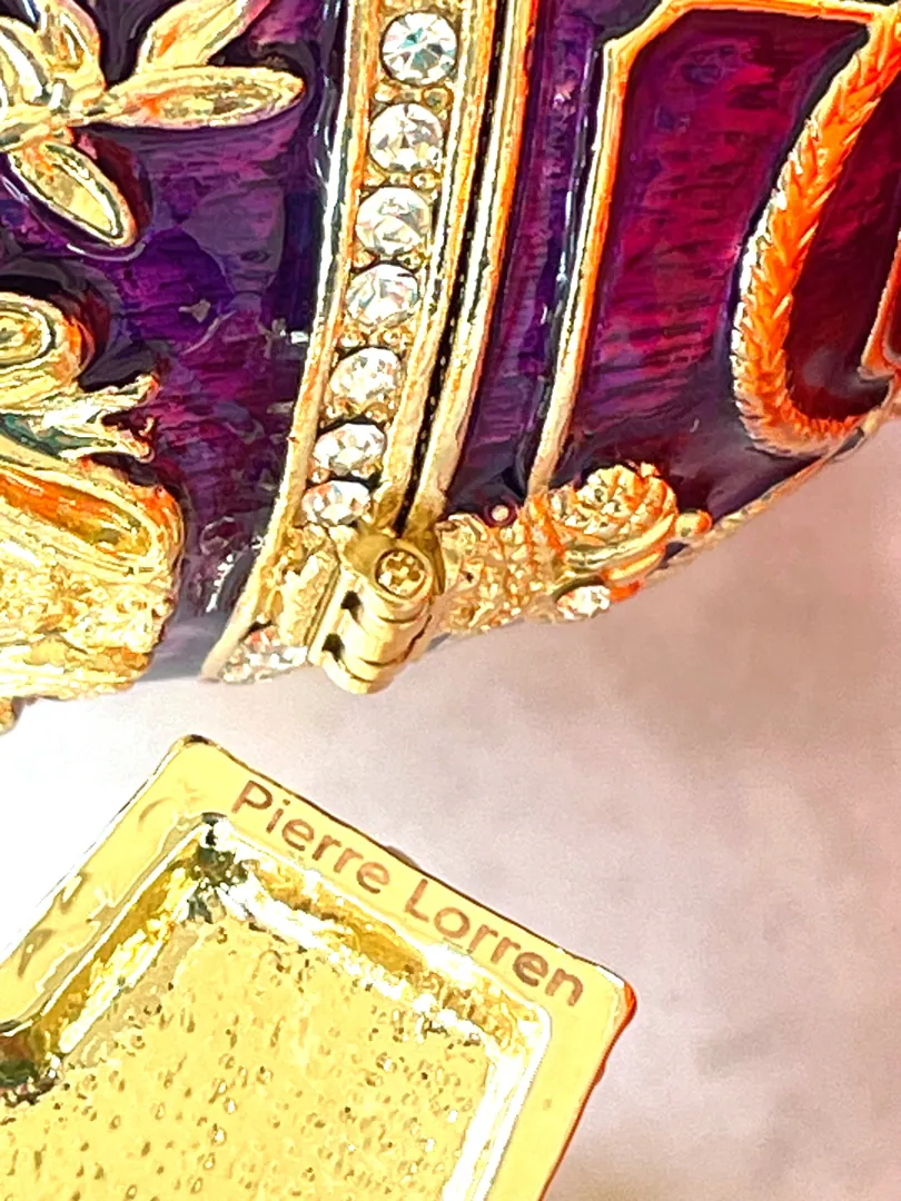 Pierre Lorren Faberge Egg Amethyst Jewelry Box 24K Gold Fabergé Jewelry Egg Handmade Egg Christmas Gift for Him Birthday Son-in-law Men's Gift