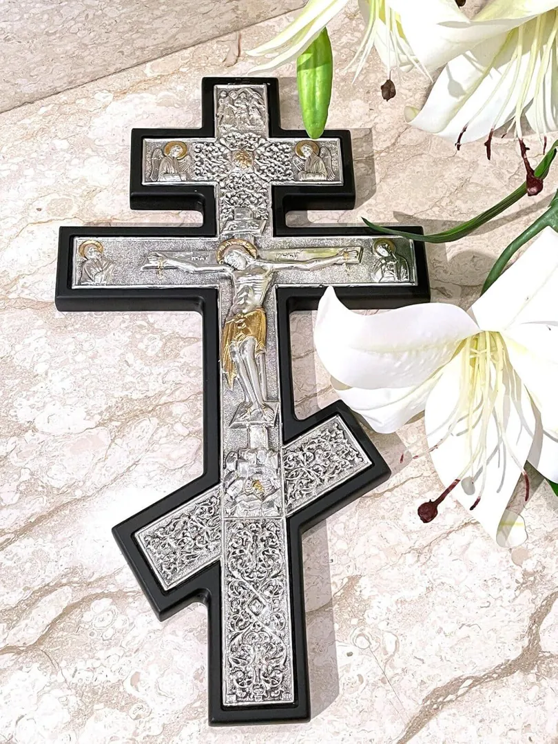 1990 Original Mt Athos X Large Vintage Russian Orthodox Cross Crucifix Byzantine Cross Solid Silver Crucifix for Wall Cross Christian Easter