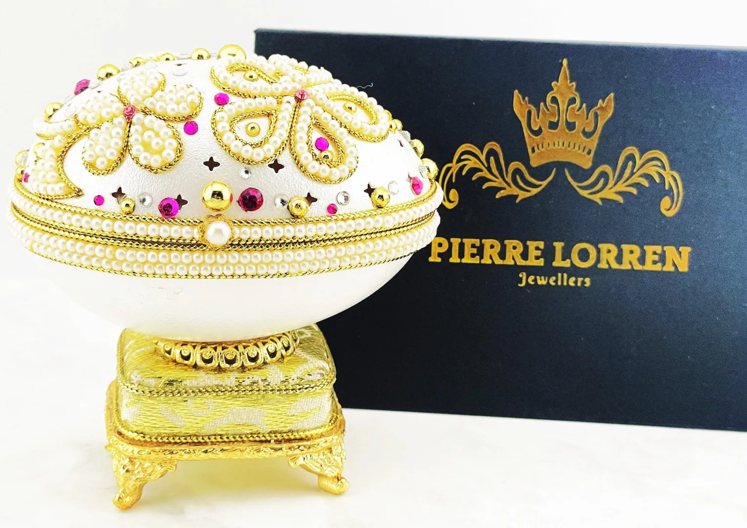 2004 UNIQUE Faberge Egg Love Boat Natural Faberge Egg Style Marriage Proposal Idea Ring Box Gift for Her Fabergé Engagement Gift Fiancé Wife