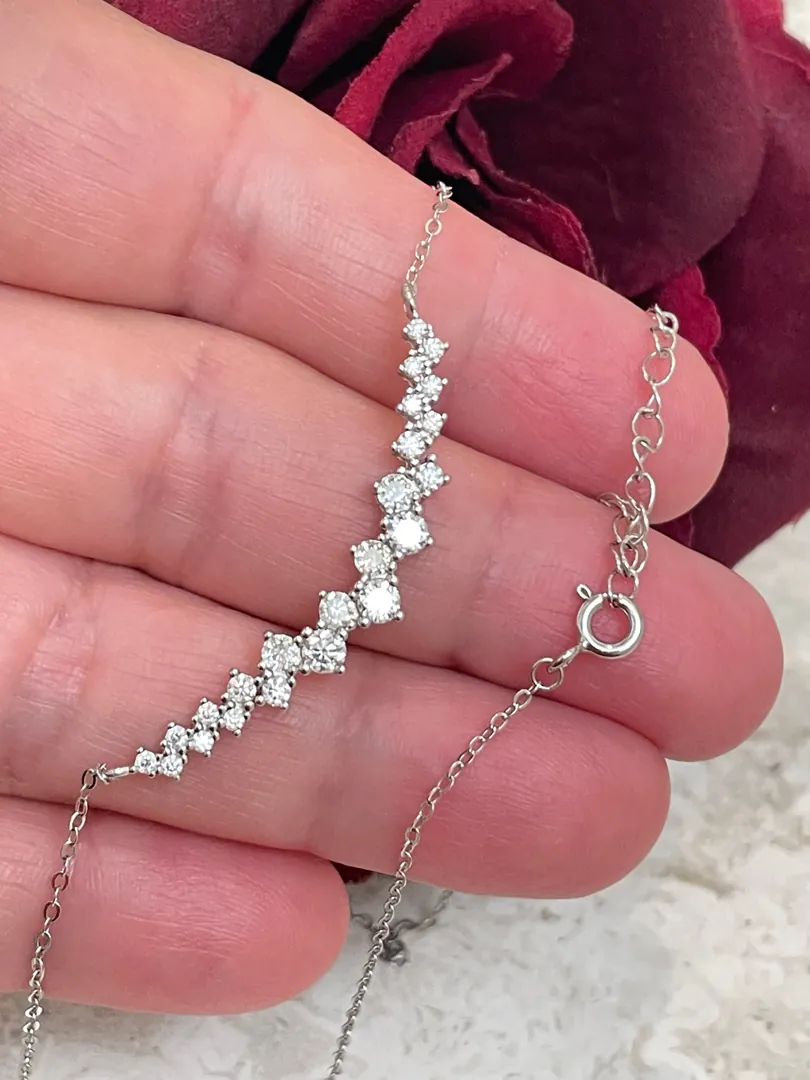 Pierre Lorren 0.86ct Diamond Necklace Diamond Pendant Fine Jewelry Diamond Bridal Necklace 18k White Gold Sterling Silver Handmade Jewellery