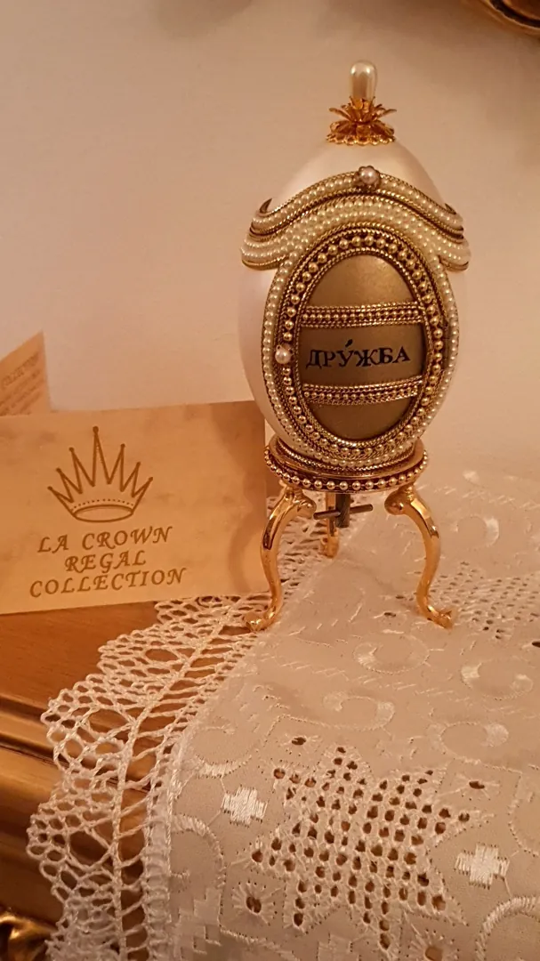 Vintage Natural Egg Faberge Egg Style Jewelry Box / Faberge Style Frame Russian Music Box Gift for Her / Friendship Gifts for Her Fabergé Egg.