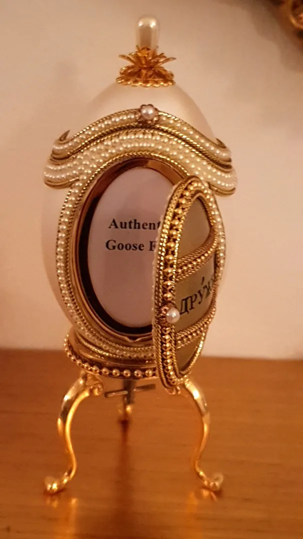 Vintage Natural Egg Faberge Egg Style Jewelry Box / Faberge Style Frame Russian Music Box Gift for Her / Friendship Gifts for Her Fabergé Egg.