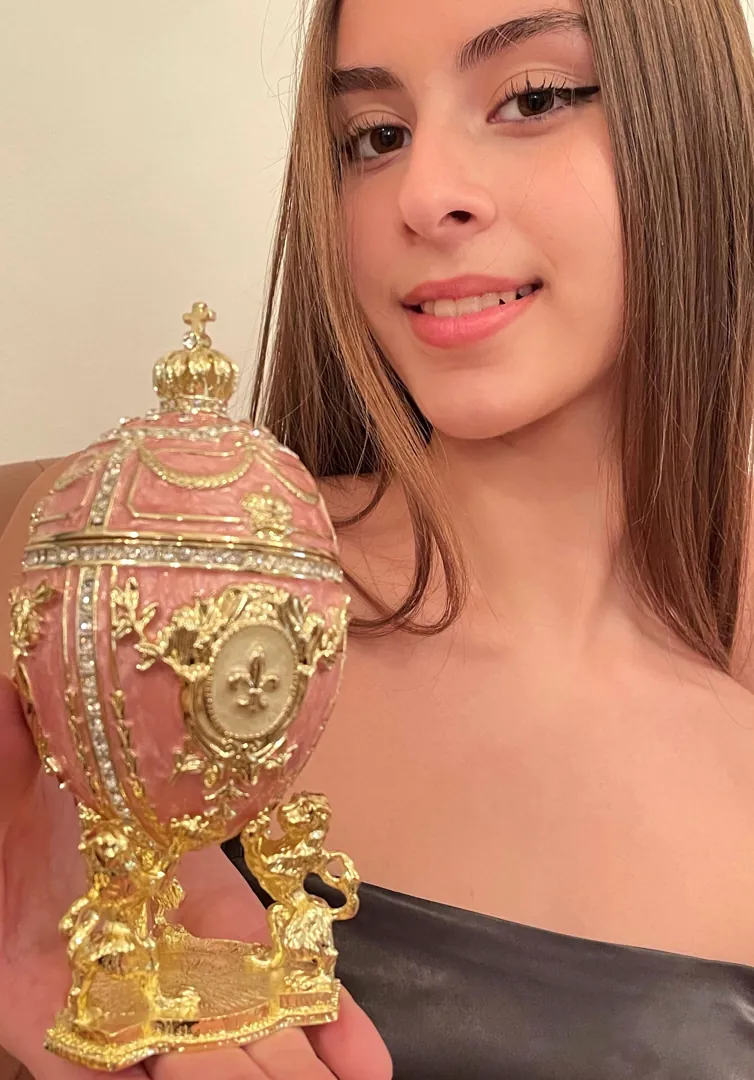 Topaz Pink Faberge style egg Austrian Crystal HANDSET Fabergé Egg 24k GOLD Easter egg HANDMADE Decorative box Birthday Gift for her Birthday.