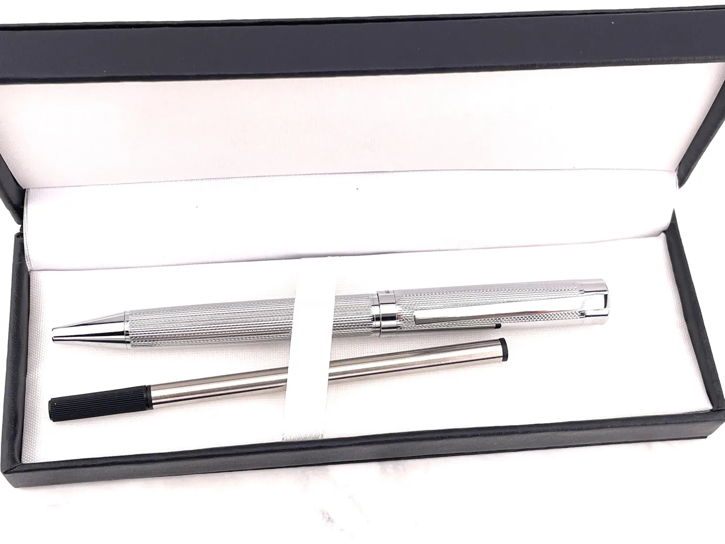 Pierre Lorren Antique Silver Ballpoint Pen Engraved Handmade Pen Set Ink Pen Writing Pen Birthday Gift 18kt Silver Gold Over Silver Metal