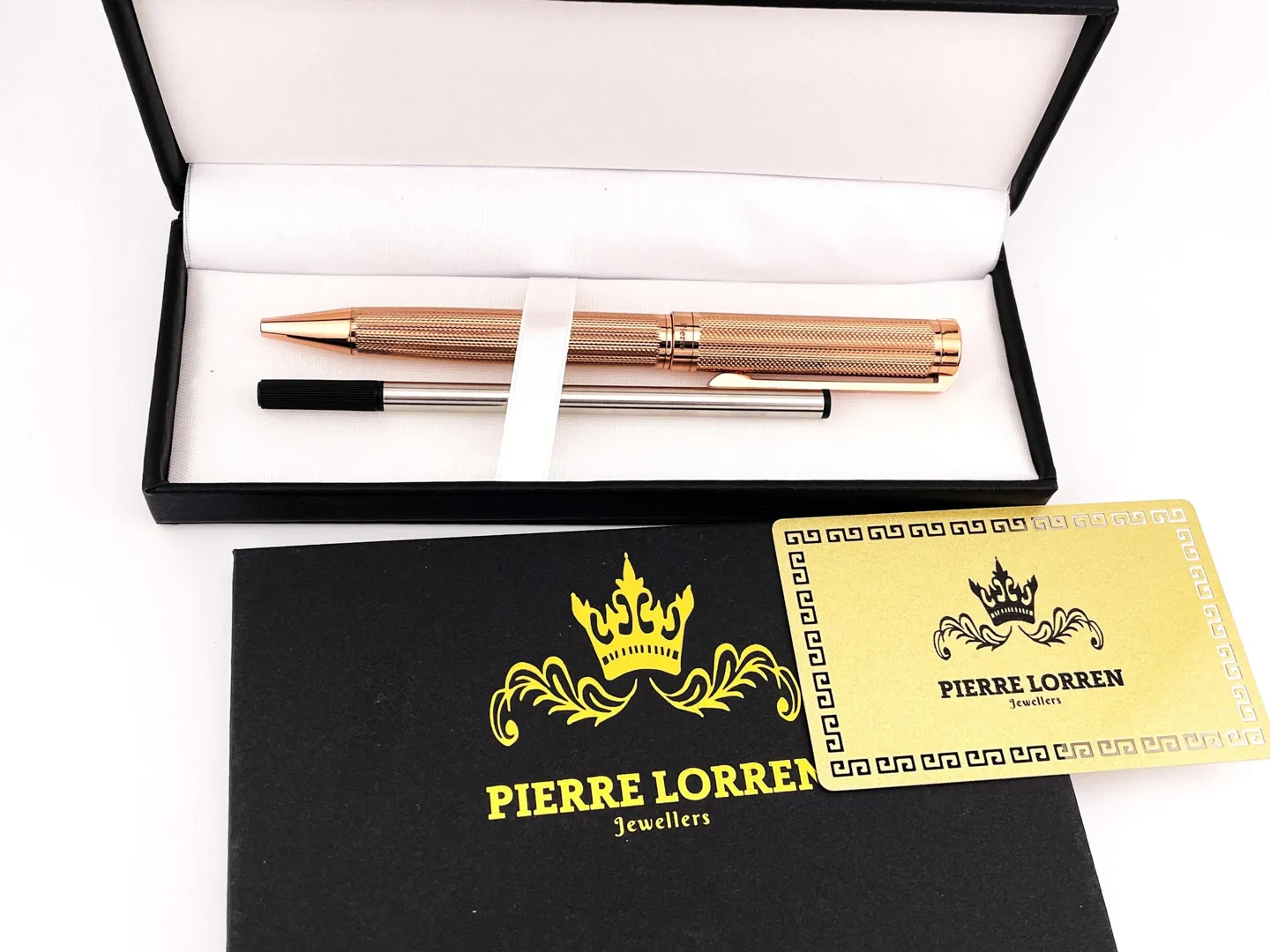Pierre Lorren Antique Silver Ballpoint Pen Engraved Handmade Pen Set Ink Pen Writing Pen Birthday Gift 18kt Rose Gold Over Silver Metal