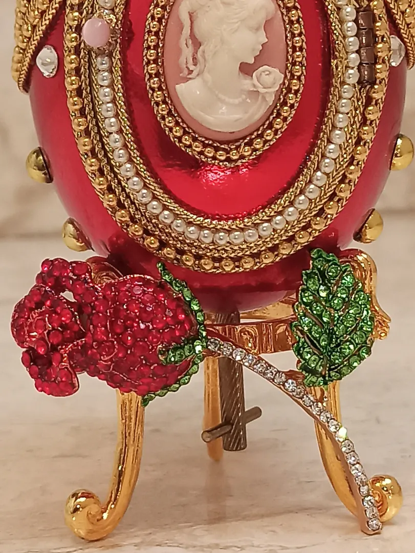 ONE OF A KIND gift, Faberge Egg Trinket Box, Faberge MUSIC Box, Antique Picture Frame, Vintage Egg Faberge style, 24k Necklace Bracelet & Faberge egg.