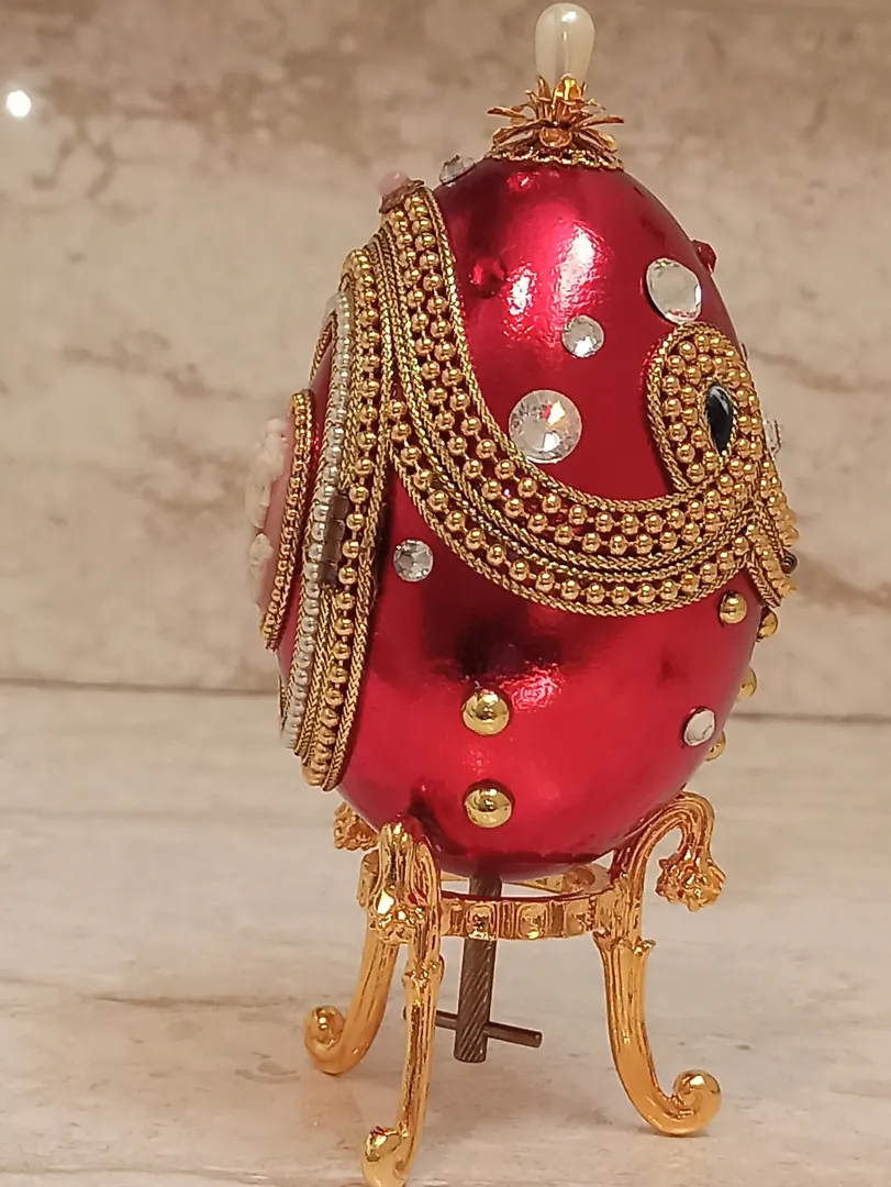 ONE OF A KIND gift, Faberge Egg Trinket Box, Faberge MUSIC Box, Antique Picture Frame, Vintage Egg Faberge style, 24k Necklace Bracelet & Faberge egg.