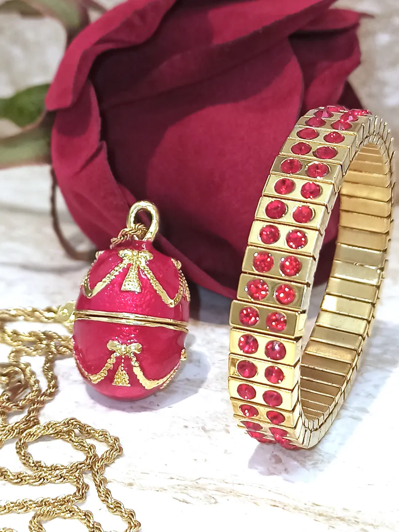 ONE OF A KIND gift, Faberge Egg Trinket Box, Faberge MUSIC Box, Antique Picture Frame, Vintage Egg Faberge style, 24k Necklace Bracelet & Faberge egg.