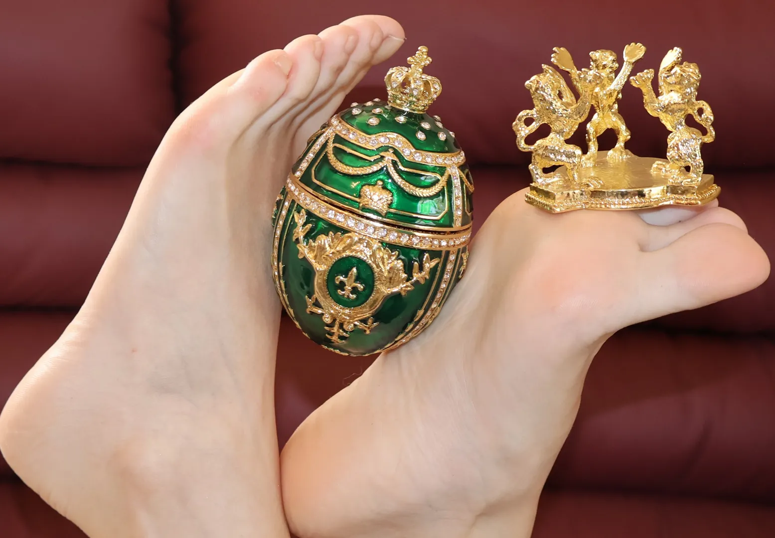 Imperial Emerald Faberge Eggs Fabergé Egg Style Handmade Trinket Box by Pierre Lorren Pure Gold Decor Swarovski Easter Egg Gift Idea 6.5