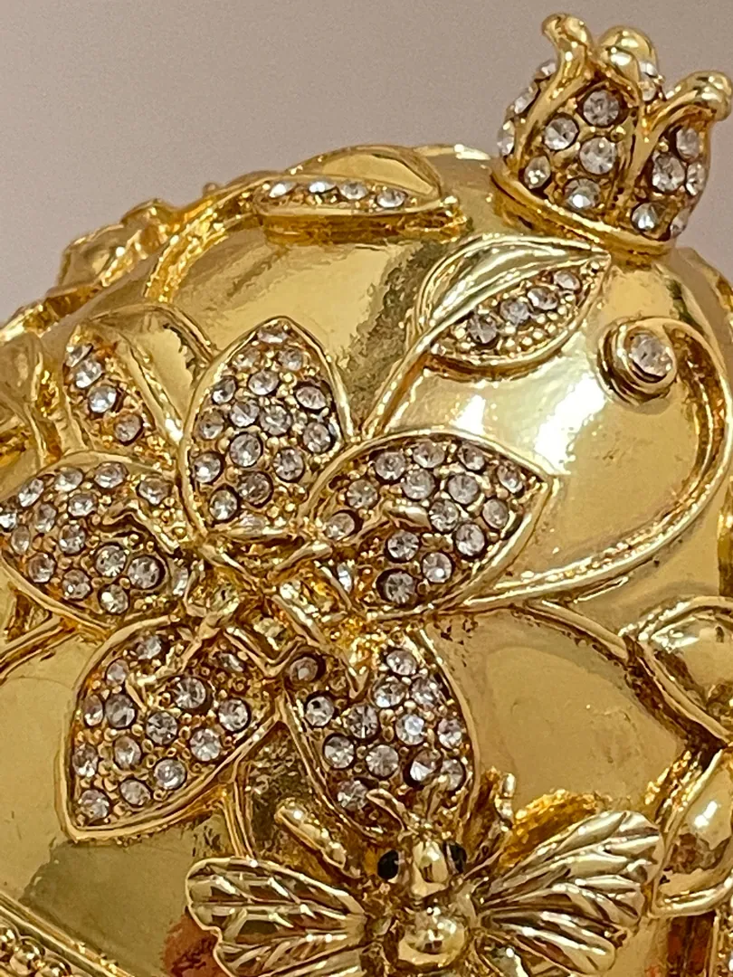 Faberge Egg Jewelry Ring Proposal Box, Bridal Shower Gift for Bride-to-Be, Handmade Faberge Style Egg, 400 Crystal Handset 24k Fabergé Egg.