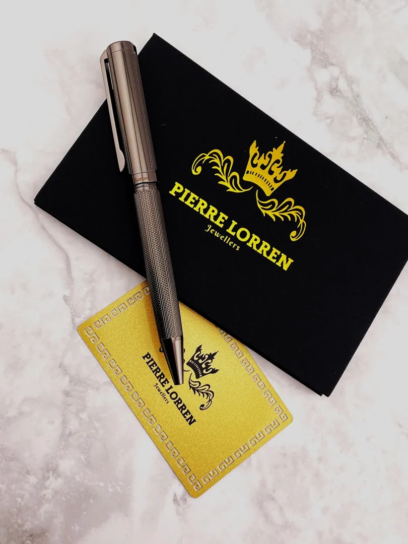 Pierre Lorren Professional Pen - Fancy Ballpoint Pen - Luxury Pen Handmade Writing Pen Black Silver 18k Gold Graduation Pen Success Victory