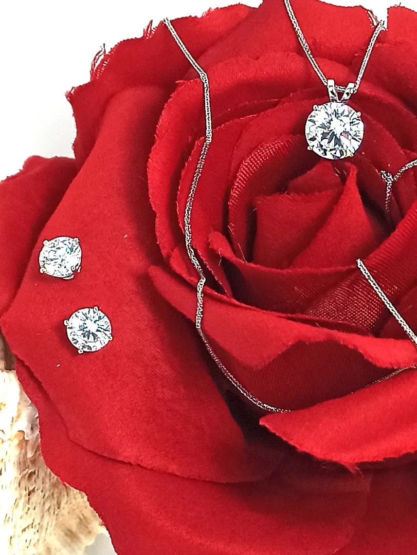 Diamond Solitaire Pendant Necklace - 1.5ct - 18K Solid White Gold - Diamond Necklace - 18