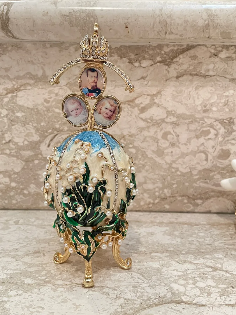 Fabergé Egg 1898 Present Handmade Fabergé Eggs Style Newly Engaged Gift 24k Gold Swarovski Handset Couple Present Unique Wedding