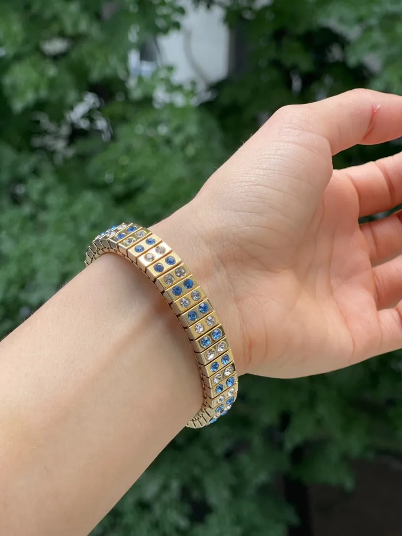 Blue Topaz Bracelet, Handmade, Artisan Jewelry, November Birthstone, 24K Gold, Bracelet, Minimalist, Blue Gemstone Bracelet, Gift for Her.