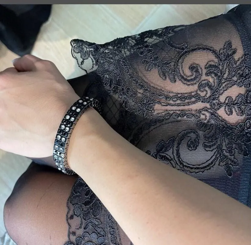 Designer Onyx bracelet for women - Onyx bangle bracelet, Onyx diamond bracelet for graduation, success, and luck jewelry. Hand made in Greece by Pierre Lorren.