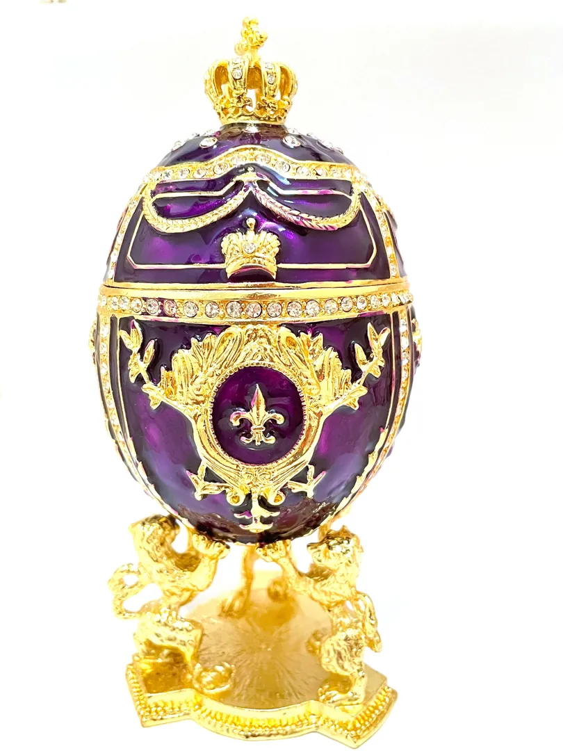 Amethyst Purple Faberge Egg Trinket, Fabergé Egg Gift for Her, Fabergé Egg Style Jewelry Box, Christmas Birthday Graduation Gift for Him