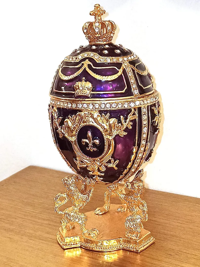 Amethyst Purple Faberge Egg Trinket, Fabergé Egg Gift for Her, Fabergé Egg Style Jewelry Box, Christmas Birthday Graduation Gift for Him