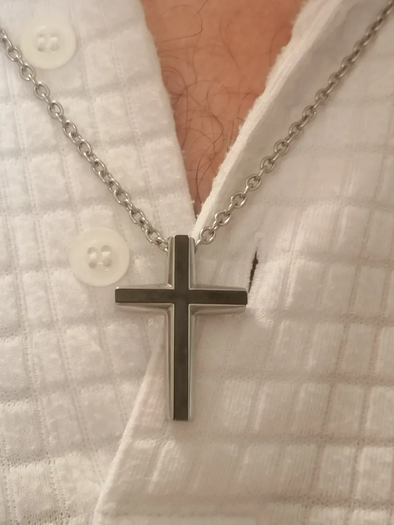 Onyx Men's Cross Necklace - Men's Religious Necklace - Men's Cross Pendant - Men's Christian Necklace - Men's Cross Christian Jewelry HANDMADE