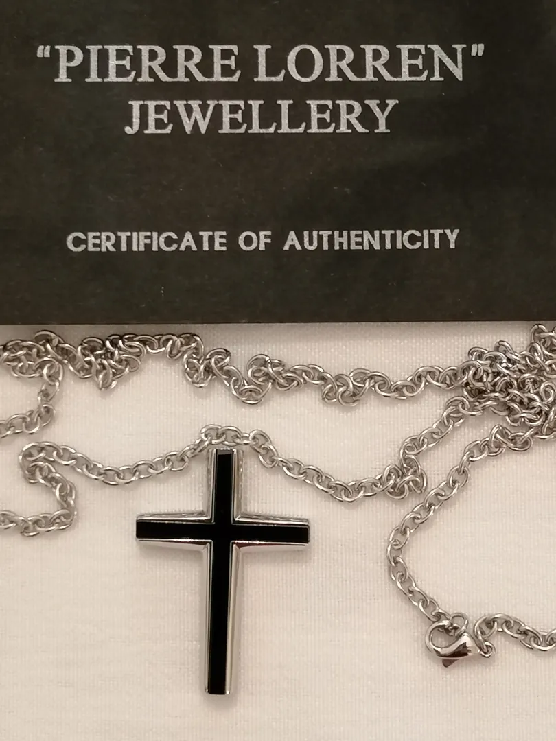 Onyx Men's Cross Necklace - Men's Religious Necklace - Men's Cross Pendant - Men's Christian Necklace - Men's Cross Christian Jewelry HANDMADE
