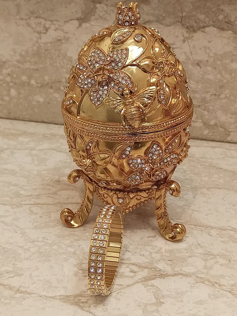 Faberge Jewelry Box Pomegranate Bracelet 24k Gold 10ct Diamond Jewish New Year Good Luck Jewelry Pomegranate Greek Armenian Her Graduation Gift