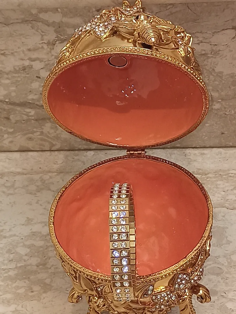 Faberge Jewelry Box Pomegranate Bracelet 24k Gold 10ct Diamond Jewish New Year Good Luck Jewelry Pomegranate Greek Armenian Her Graduation Gift