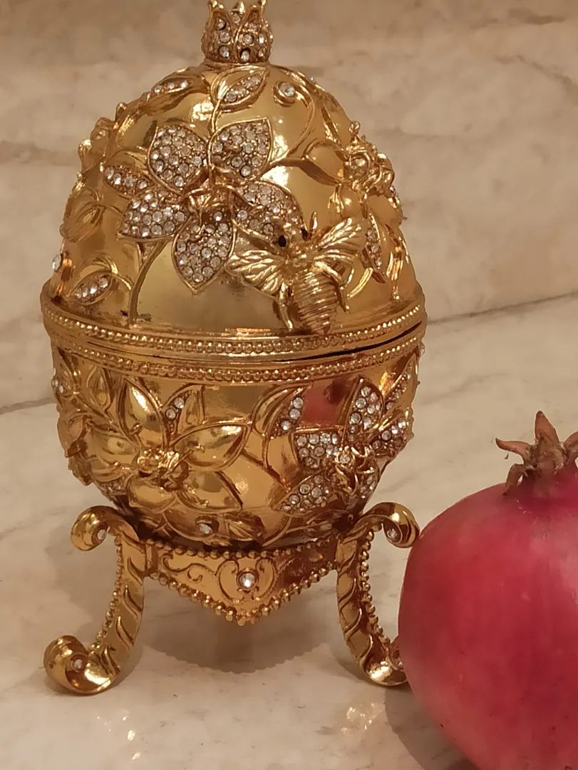 Faberge Jewelry Box Pomegranate Bracelet 24k Gold 10ct Diamond Jewish New Year Good Luck Jewelry Pomegranate Greek Armenian Her Graduation Gift