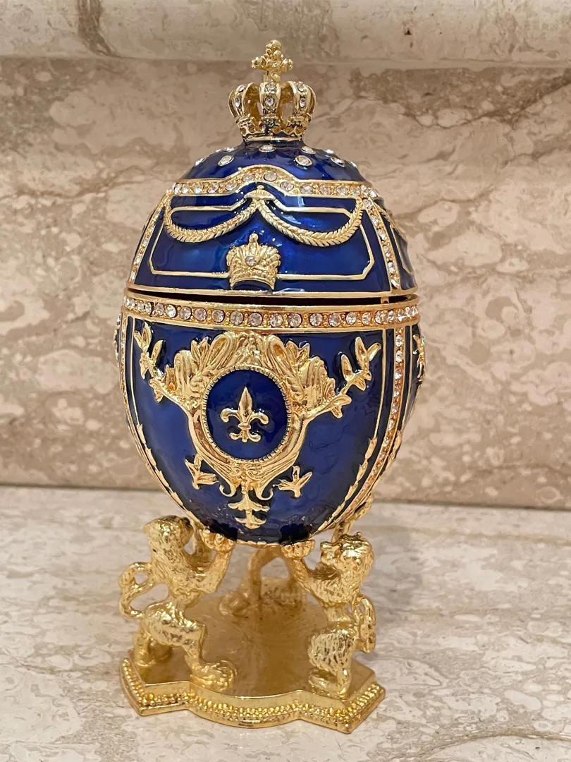Fabergé Egg, Faberge style Imperial Egg, Special Keepsake, Faberge egg, Anniversary Men Birthday gift for him, Luck gifts, 24K GOLD HANDMADE.