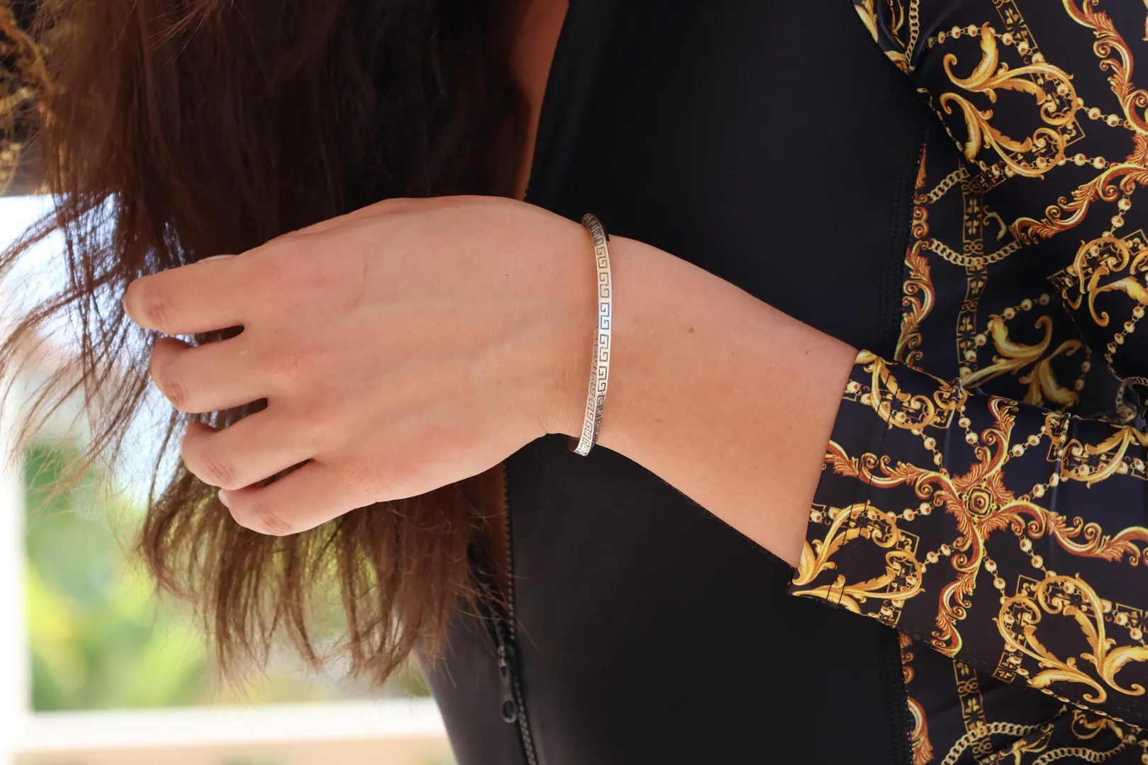 Handmade Meander Jewelry Set Silver 999 White Gold - Greek Key Bracelet Plus Greek Key Earrings Eternity Love Happiness Success Jewelry
