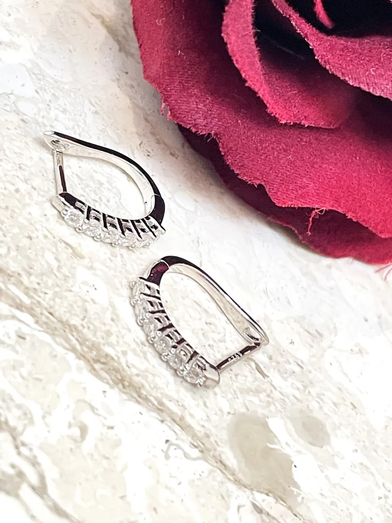0.6 ctw Pierre Lorren Diamond Earrings Fine Jewelry Huggie Diamond Hoop Earrings Lab Created White Gold Earrings for Women Minimal Jewelry