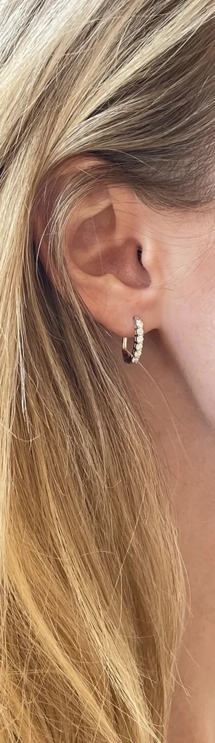 0.6 ctw Pierre Lorren Diamond Earrings Fine Jewelry Huggie Diamond Hoop Earrings Lab Created White Gold Earrings for Women Minimal Jewelry