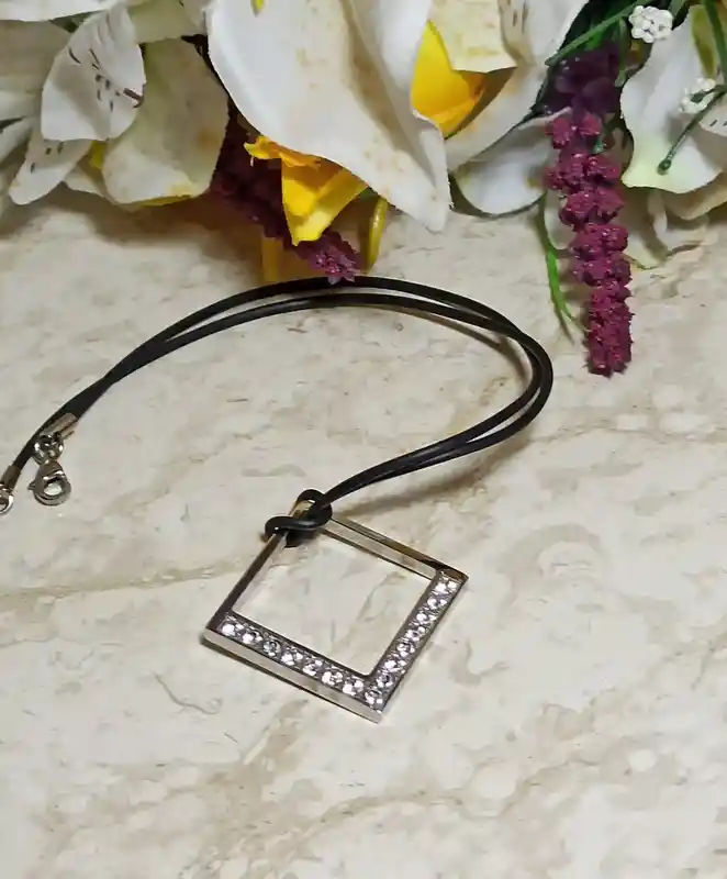 Silver Necklace Diamond Shaped Pendant/Geometric Necklace/Minimalist Jewelry/Graduation Gift for her Jewelry for girls Modern Necklace 1.5ct
