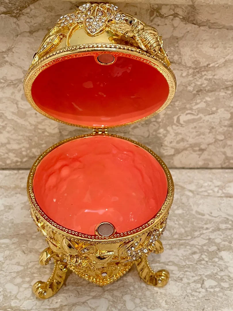 Bee Lover Gift Bee Pomegranate Egg Jewish Rosh Hashanah Gift Home Decor Faberge Egg Hebrew Mother Unique Gift for Her HANDMADE 24K Crystal