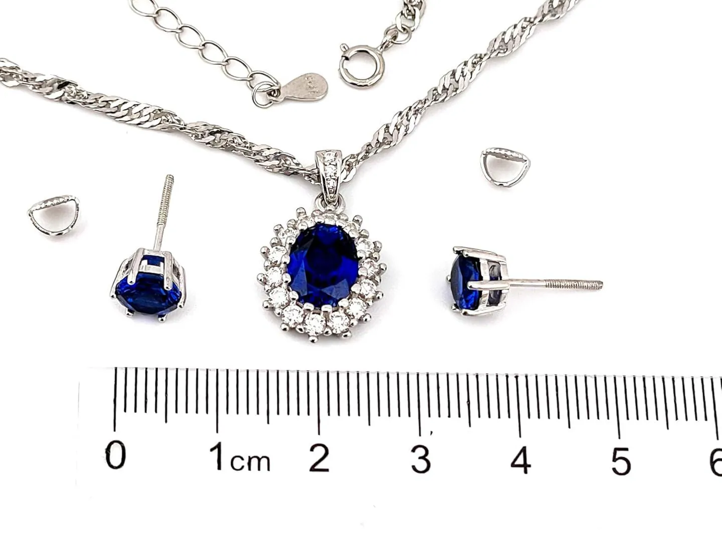 Princess Diana Natural Sapphire Diamond Necklace Earrings Set – Royal Blue Bridal Wedding Jewelry, Kate Middleton Fine Jewelry Gift Handmade.