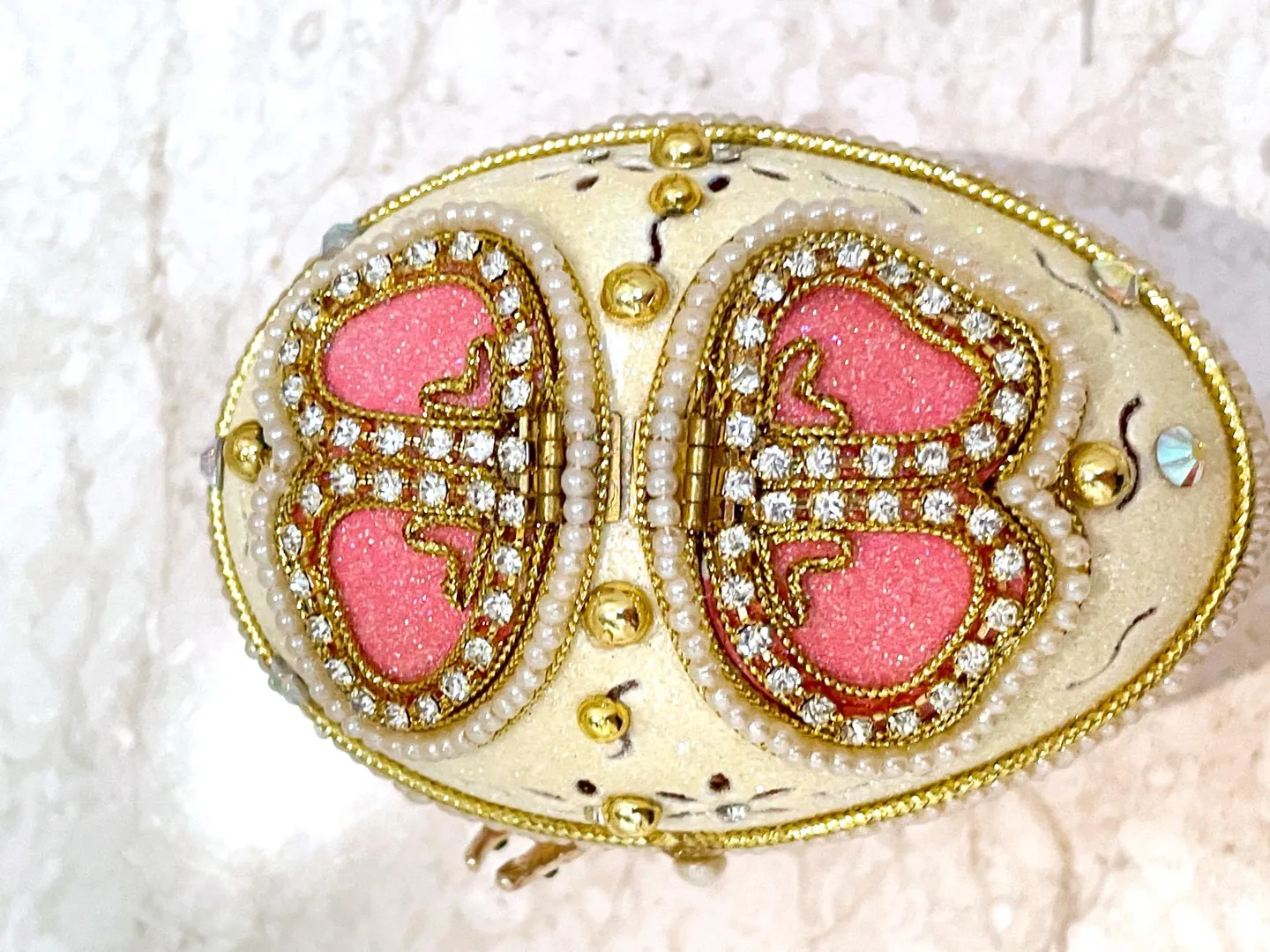 PierreLorren Vintage 2000 Faberge Ornament Unique Wedding Gift Natural Faberge Style Egg Russian Music Box Fruition of Dreams Symbolic Gifts