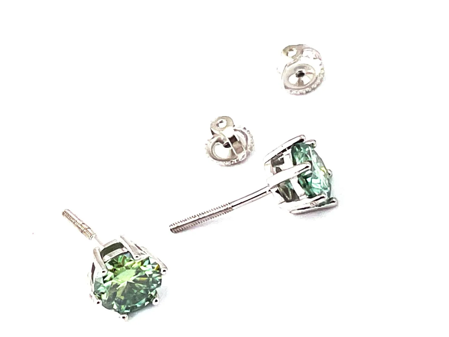 Pierre Lorren Natural Emerald Earrings Studs 2 Carat Emerald Green Earrings Real Gem Earrings Screw-On Studs 6.5mm Handmade Christmas Gift