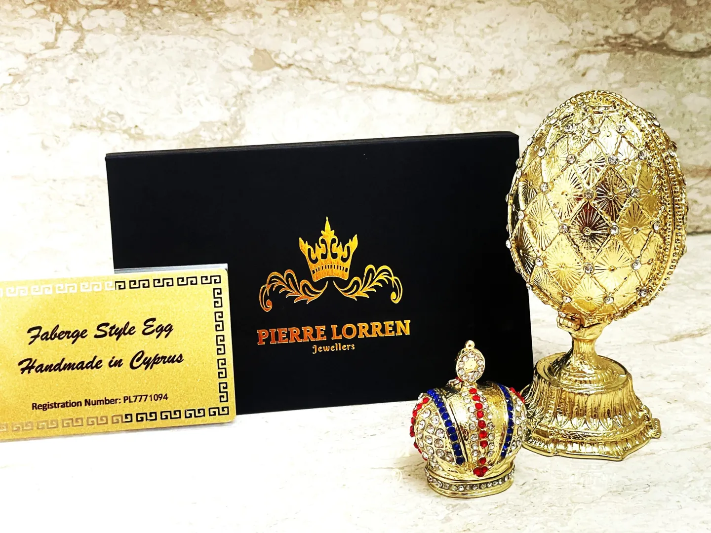 Designer Faberge Style Egg Gift for Him Pure Gold Faberge Egg Decorative Boxes Fabergé Egg Swarovski Handmade