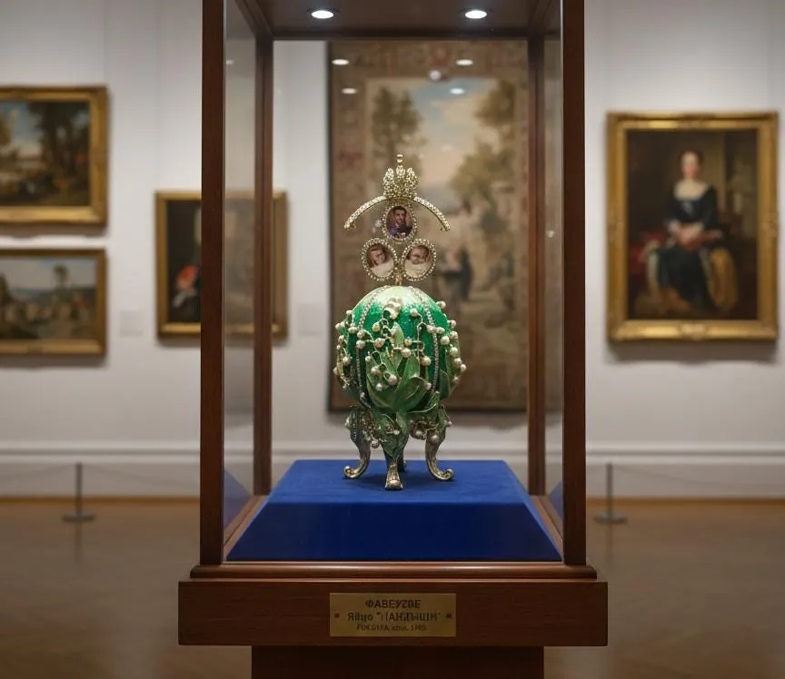 Green Pure Gold Faberge Egg Style Photo Frame Faberge Easter Eggs Austrian Crystals Handmade Fabergé by Pierre Lorren.
