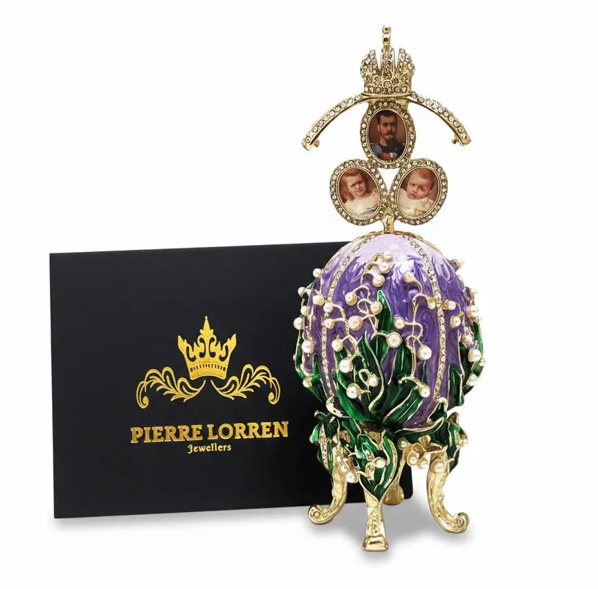 Amethyst Pure Gold Faberge Egg Style Photo Frame Faberge Easter Eggs Austrian Crystals Handmade Fabergé by Pierre Lorren