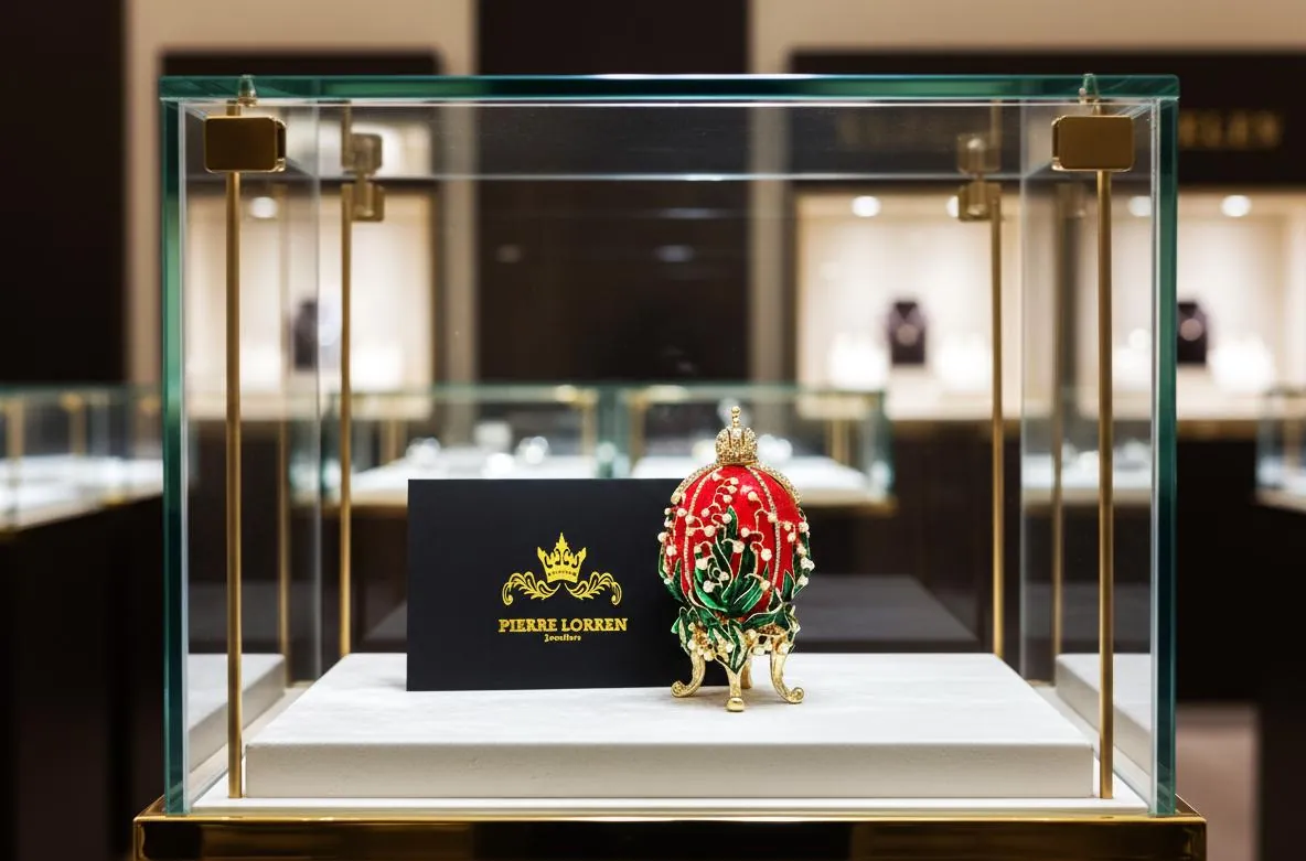Ruby Red Pure Gold Faberge Egg Style Photo Frame Faberge Easter Eggs Austrian Crystals Handmade Fabergé by Pierre Lorren