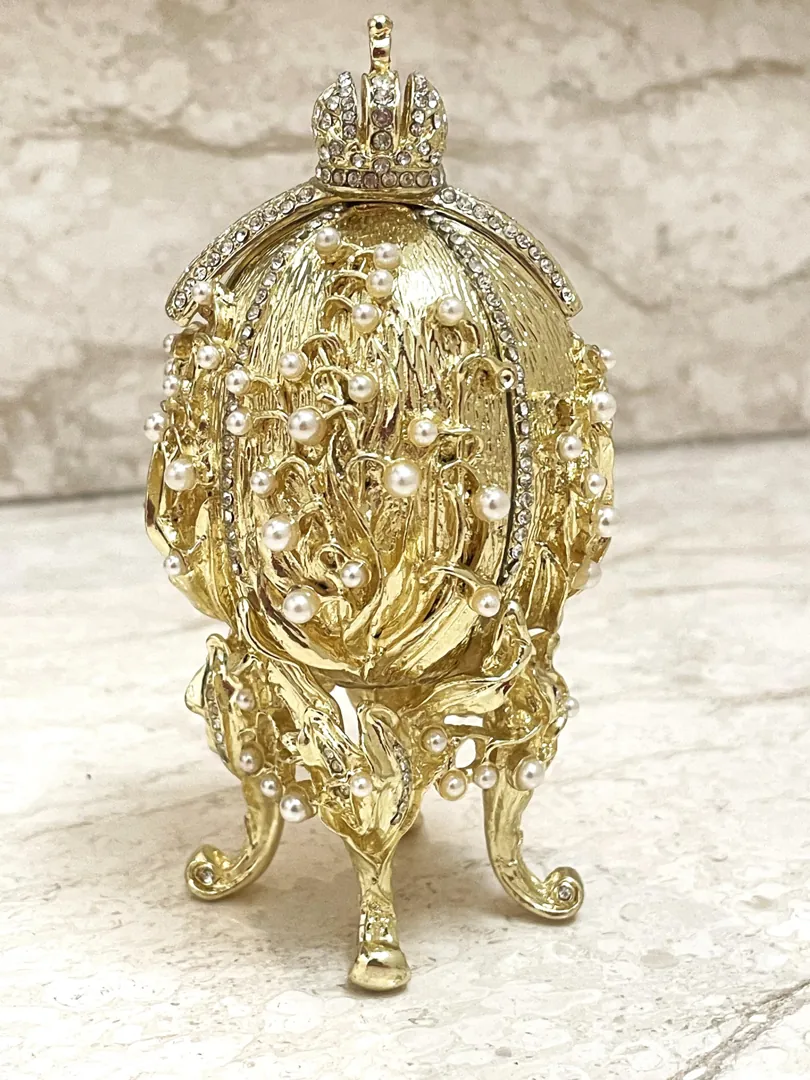 Pure Gold Faberge Egg Style Photo Frame Faberge Easter Eggs Austrian Crystals Handmade Fabergé by Pierre Lorren